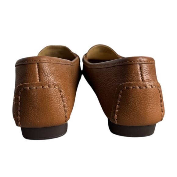 Michael Kors Hamilton Leather Brown British Tan Logo Driving Loafers Womens 6.5 - Picture 9 of 13